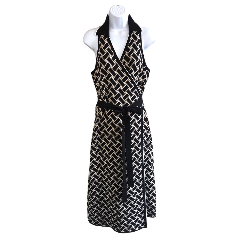Diane Von Furstenberg Target Sleeveless Vintage Weave Sweaterknit Midi Wrap Dres